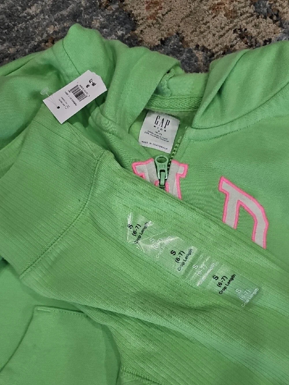 GAP Neon Green Hoodie and Ribbed Bike Shorts Set